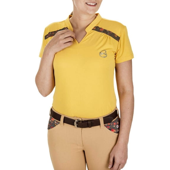 Equine Couture Women EcoRider Thea Notched V-Neck Short Sleeve Sport Shirt