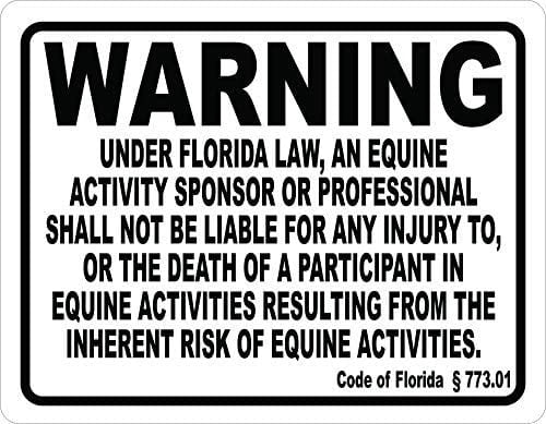 Equine Facility Liability Warning Metal Sign 8 x 12 Inch Aluminum Wall ...