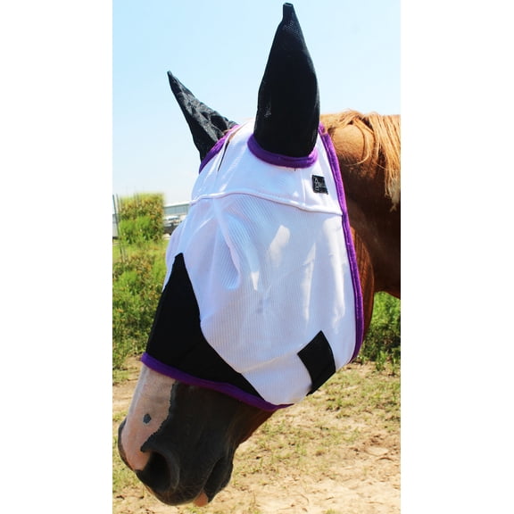 Equine Horse FlyMask Summer Spring Airflow Mesh White Purple73279