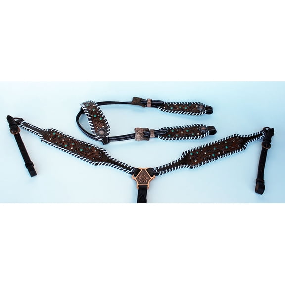 Equine Horse Saddle Tack Bridle Western Leather Headstall Breast Collar 78170A