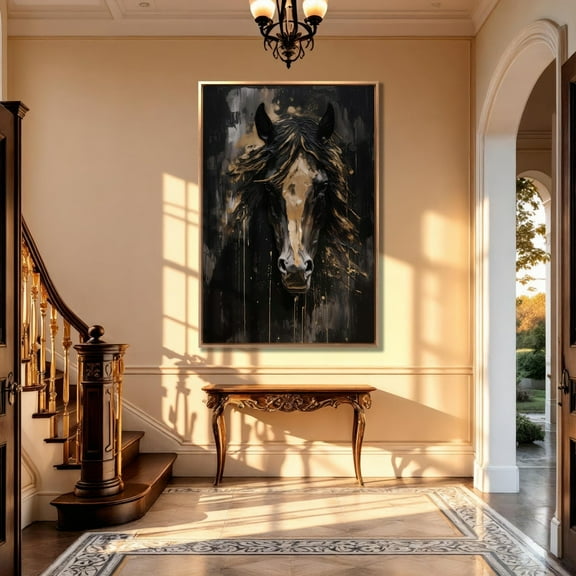 Equine Print Rustic Horse, Equestrian Wall Art Poster Decor For Living Room Bedroom, Stretched Canvas Size 8x12
