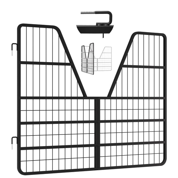 Equine Stall Door, 52in X 42in 3-Tier Matte Black Steel, Anti-Push Anti-Rub Stall Gate for Active Barns