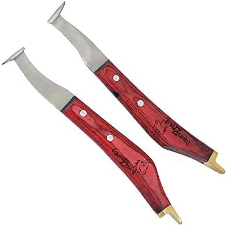Equinez Tools Farrier Hoof Knives Set Of Left And Right With Brass Horseshoeing Topper Handed