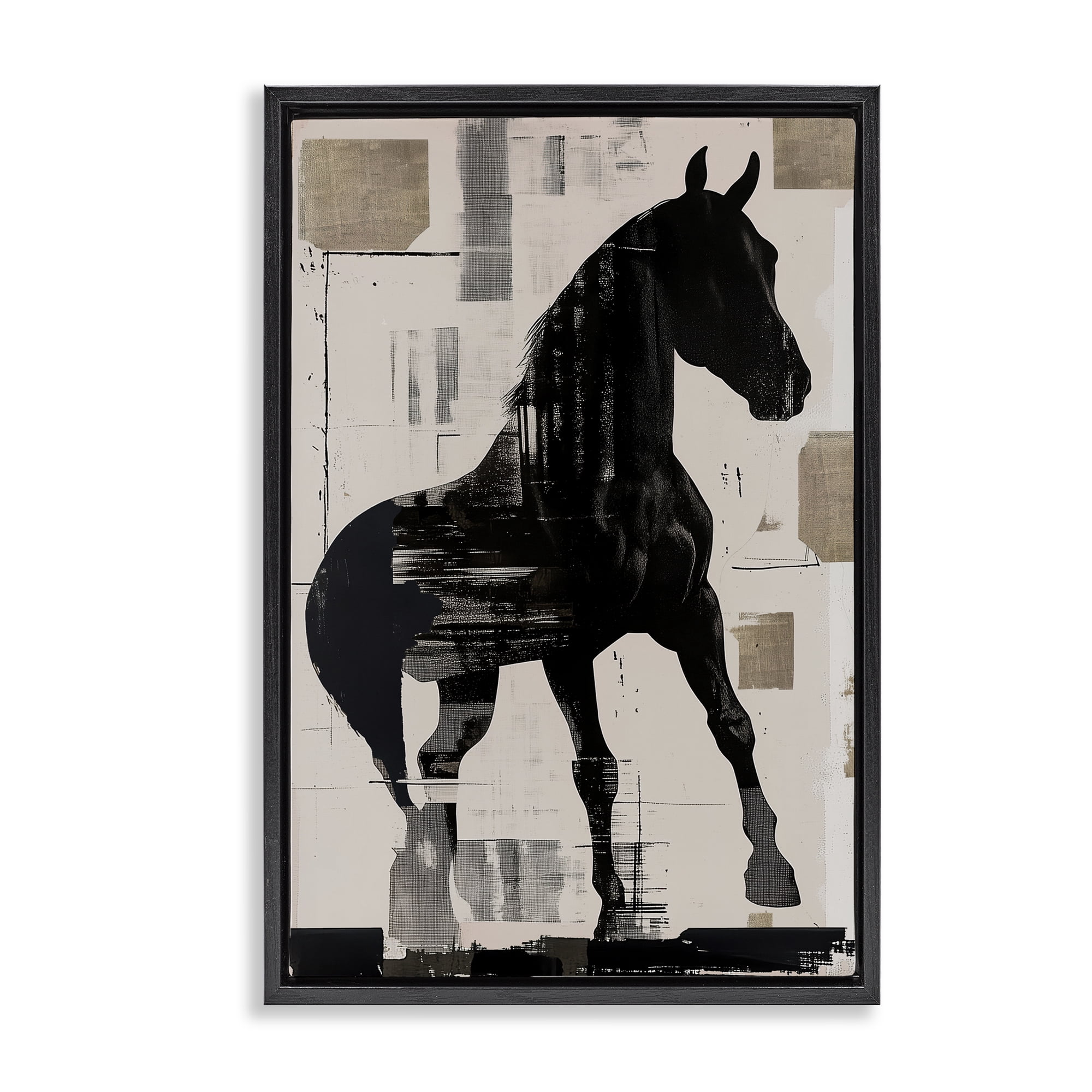 Equinity Horse Silhouette Black Framed Floater Canvas Wall Art, design by Annabelle Hall