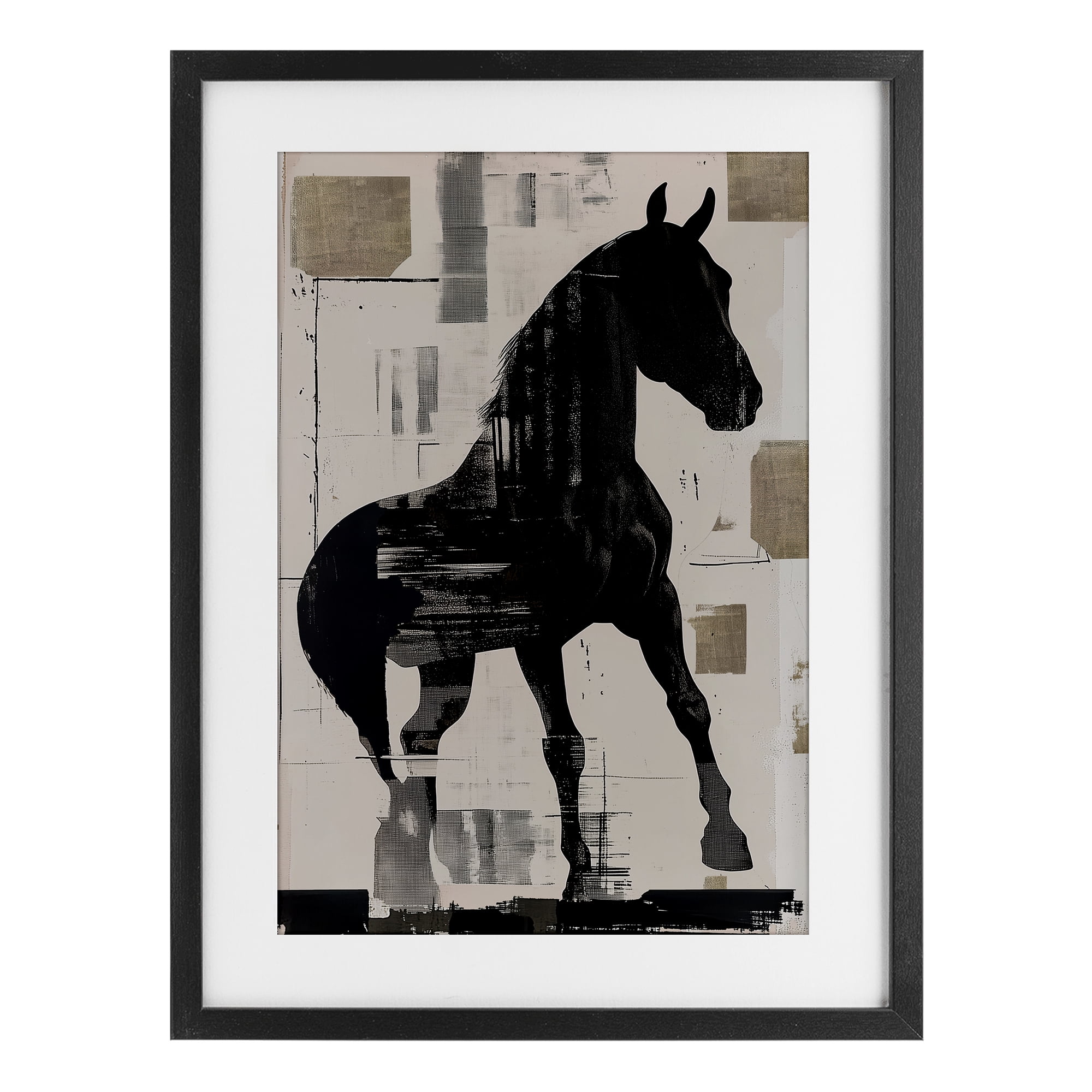 Equinity Horse Silhouette Black Framed Print Under Glass, design by Annabelle Hall