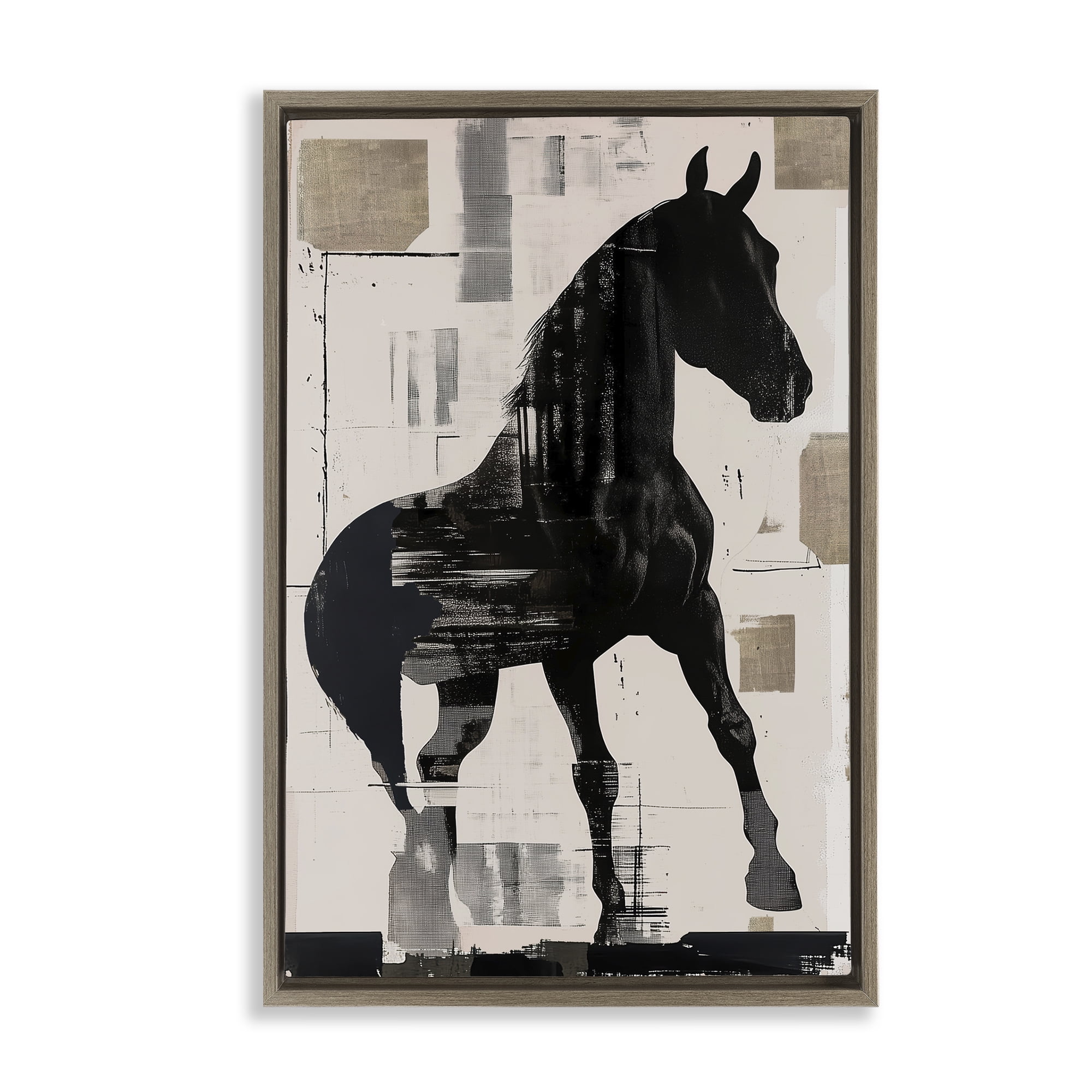 Equinity Horse Silhouette Brown Framed Floater Canvas Wall Art, design by Annabelle Hall