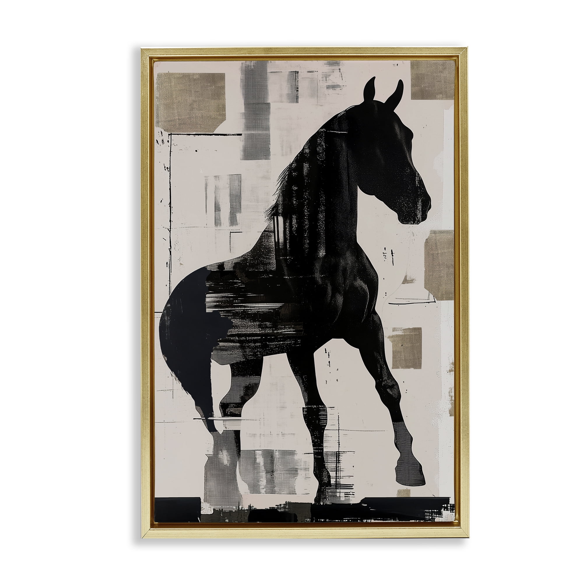 Equinity Horse Silhouette Gold Framed Floater Canvas Wall Art, design by Annabelle Hall