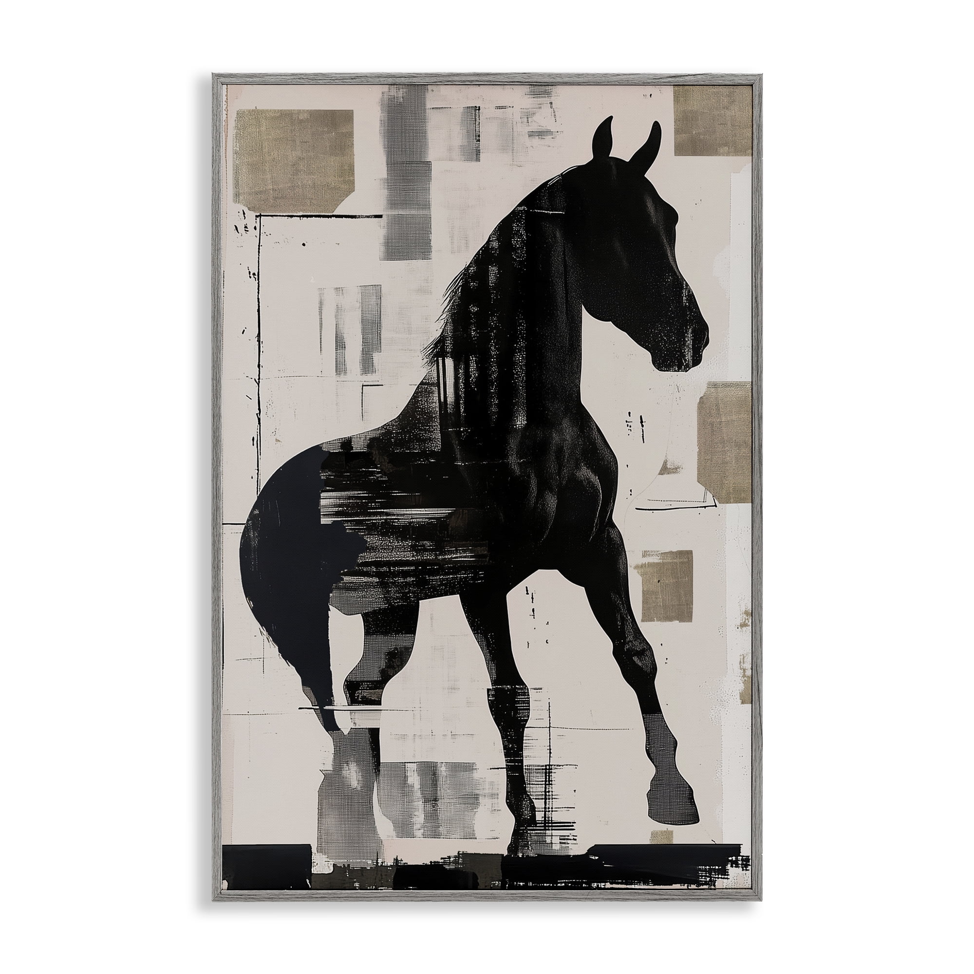Equinity Horse Silhouette Gray Framed Giclee Art, design by Annabelle Hall