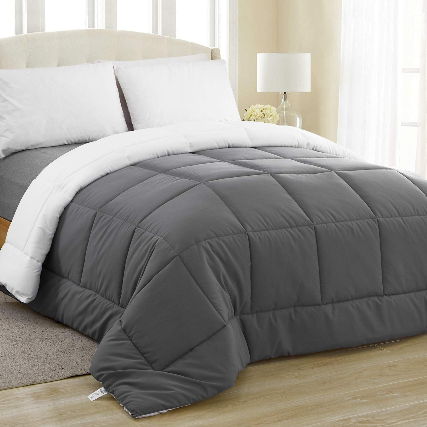 Equinox Comforter (350 GSM) Charcoal Grey/White Alternative Goose