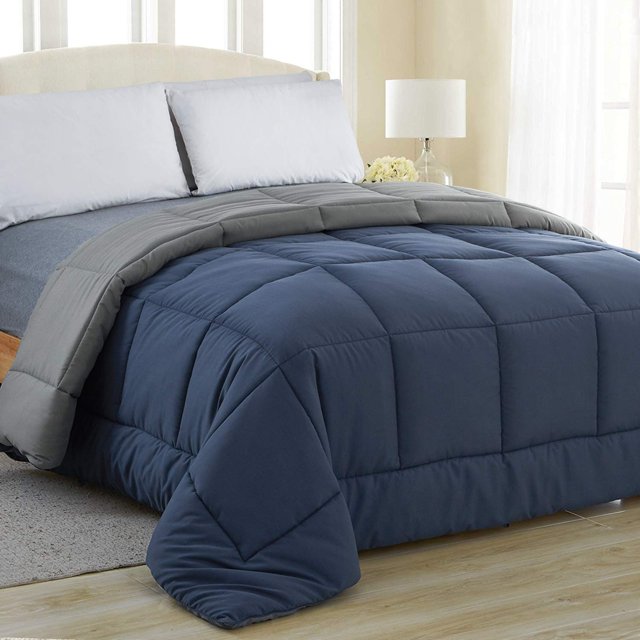 Equinox Comforter (350 GSM) Navy Blue/Charcoal Grey Alternative Goose