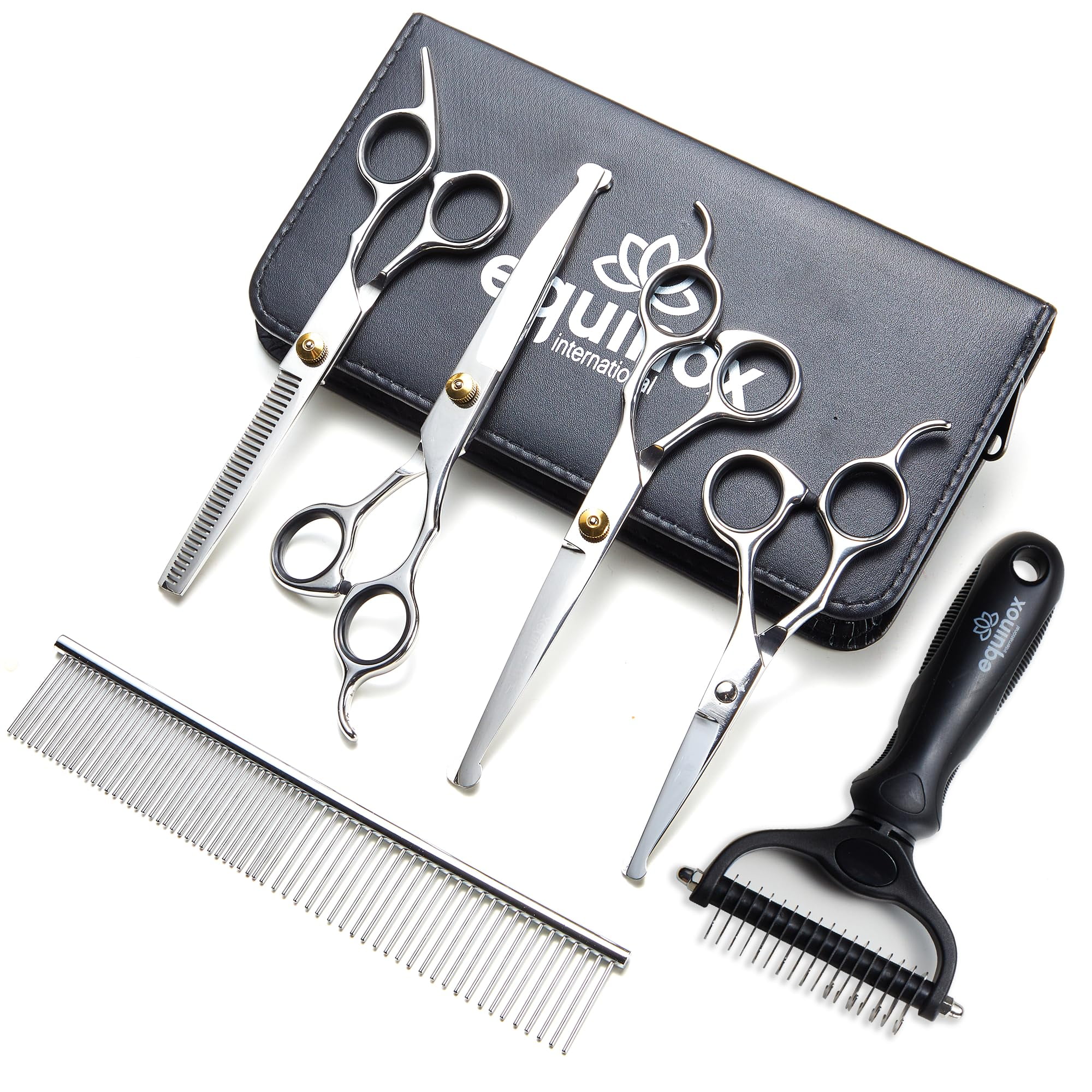 Equinox Dog Grooming Scissors & Deshedder 7 in 1 Pet Grooming