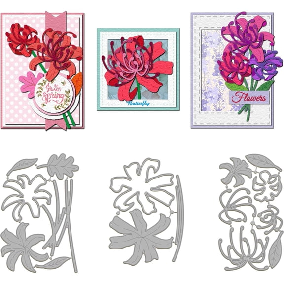Equinox Flower Cutting Dies Lycoris Metal Die Cuts Layered Flowers Metal Cutting Die Red Spider Lily Cut Die for DIY Scrapbooking Photo Album Decorative Embossing Paper Card for DIY Flower