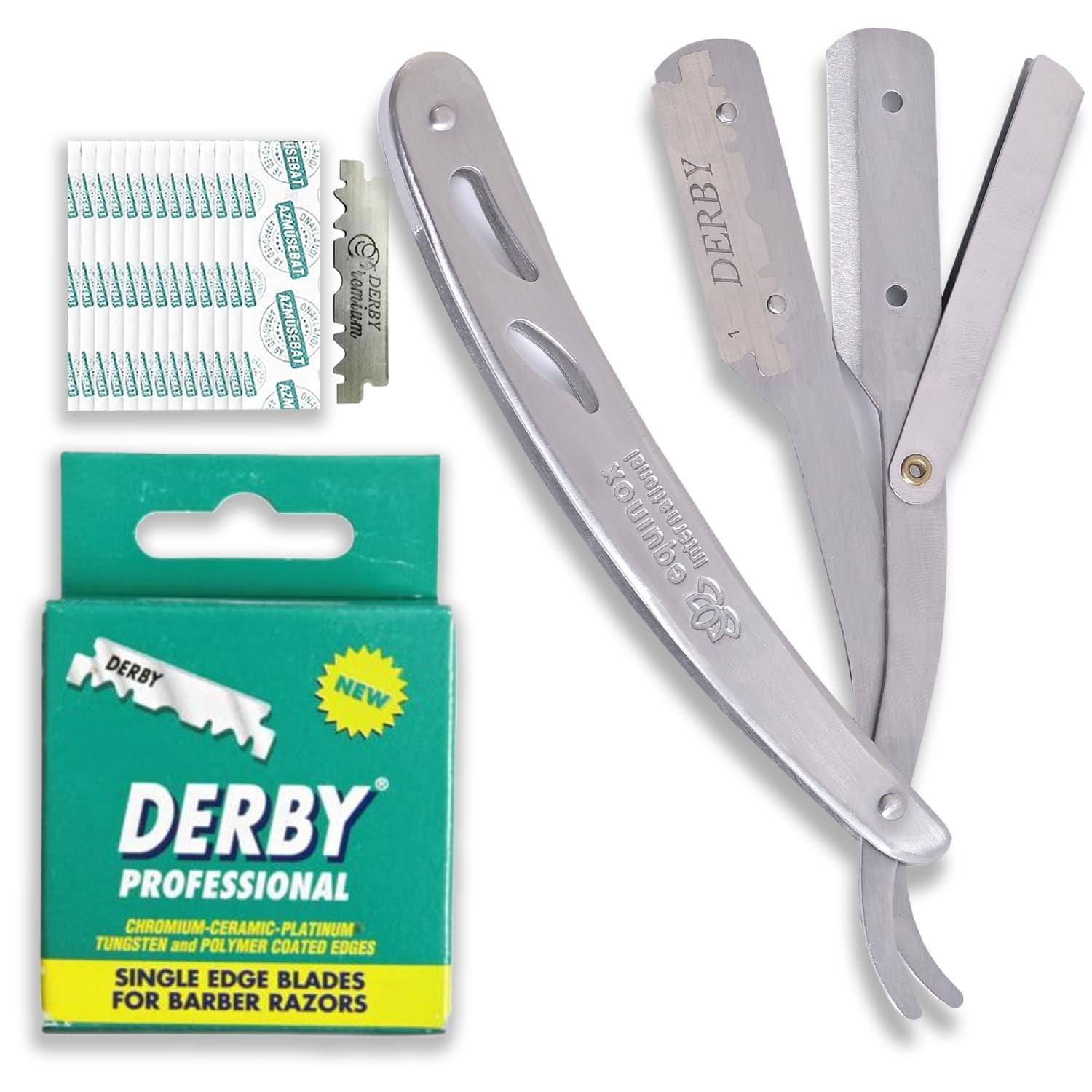 Walmart Straight Razor Equinox Straight Edge Razor - 100 Single Derby Blades, Professional ...