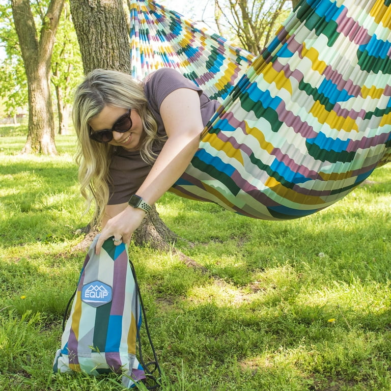 Equip 1 Person Nylon Hammock and Remnants Fabric Drawstring Backpack Multicolor Lines Size 108 L x 56 W Walmart