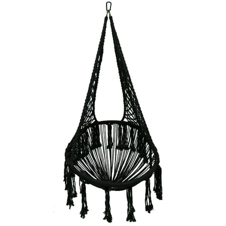 Equip Avocado Macrame Hammock Chair, Cotton Blend Black, Size 47” H x 27” W, Capacity 250 lb.