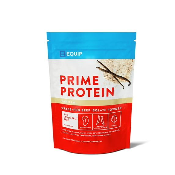 Equip Foods Vanilla Prime Protein Powder Grass-Fed Beef Isolate Clean, Real Food Ingredients