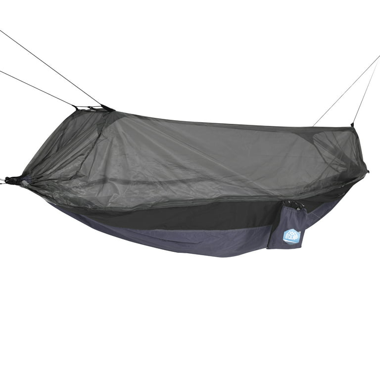 Equip Nylon Mosquito Hammock with Attached Bug Net, 1 Person Dark Gray and  Black, Size 115L x 59W