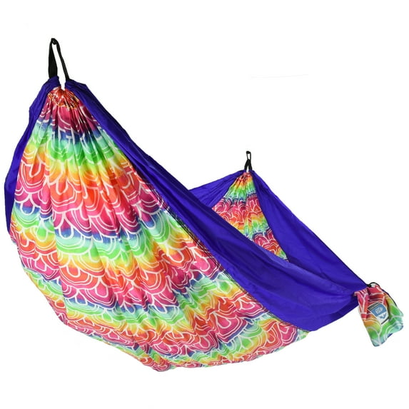 Equip Rainbow Stripe Polyester Lightweight Portable Camping Travel 2 Person Hammock, Open Size 124" L x 77" W