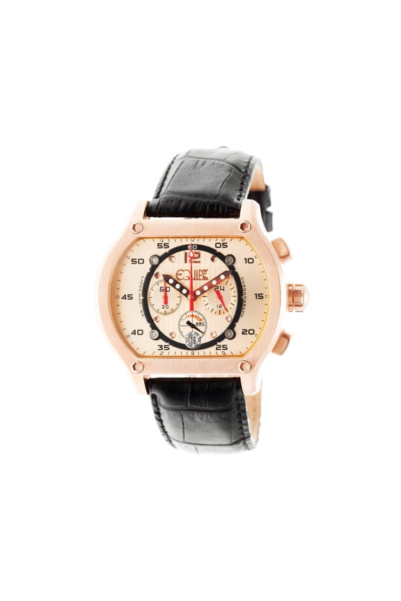 Dash Chronograph Rose Dial Black Leather Men's Watch E712