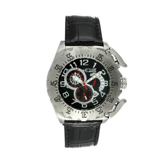 Equipe Q301 Paddle Mens Watch - Silver Bezel, Black Dial, White Markings