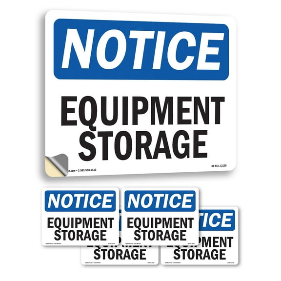 Equipment Storage OSHA Notice Vinyl Decal Label 5 Inch x 3.5 Inch - 5 Pack
