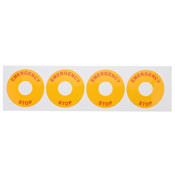 Equipment Warning Labels Emergency Stop Sign Emblems Signage Sticker Paper