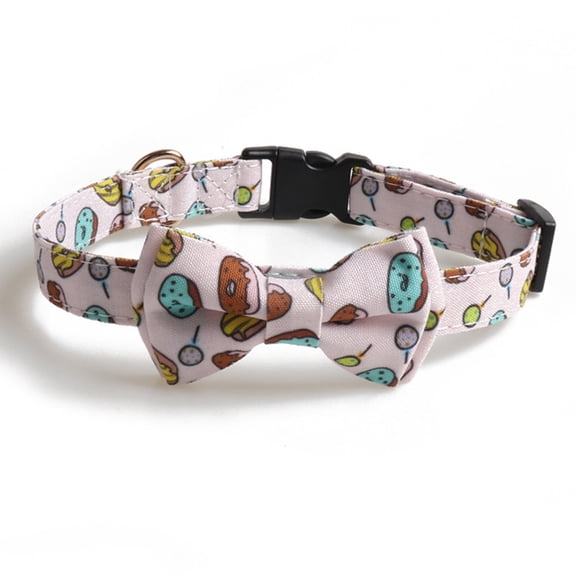 Equipped with dog collar lead knot, adjustable dog collar with bell safety clasp cute pet collar Candy donuts
