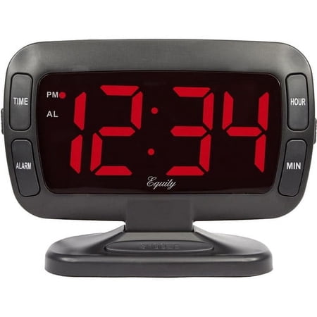 Equity 1.8" Large Digital Tilt Alarm Clock, Black, 30016