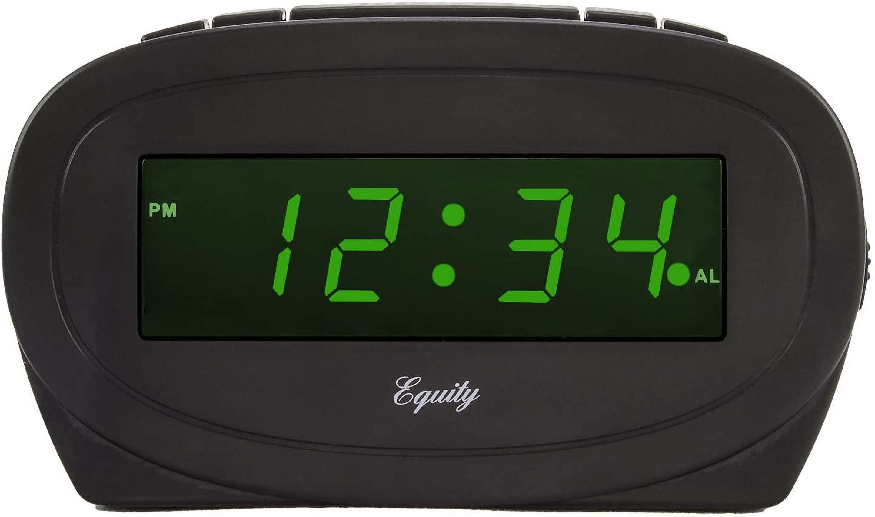 Black Digital Alarm Clock with Green LED Display