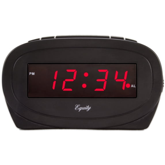 Equity Digital 0.60" Red LED Corded Electric Black Alarm Clock, 30228