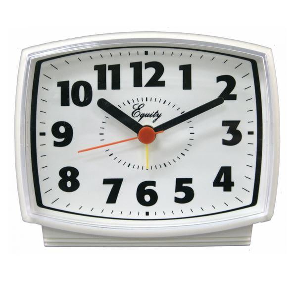 Equity 33100 Electric Analog Alarm Clock with White Case & Lighted Dial