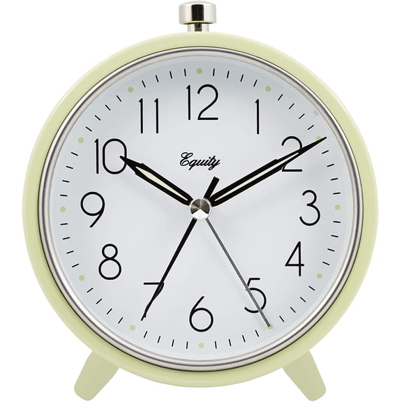 Equity 5" Silent Sweeping Quartz Metal Alarm Clock-Light Green (Model 20090)