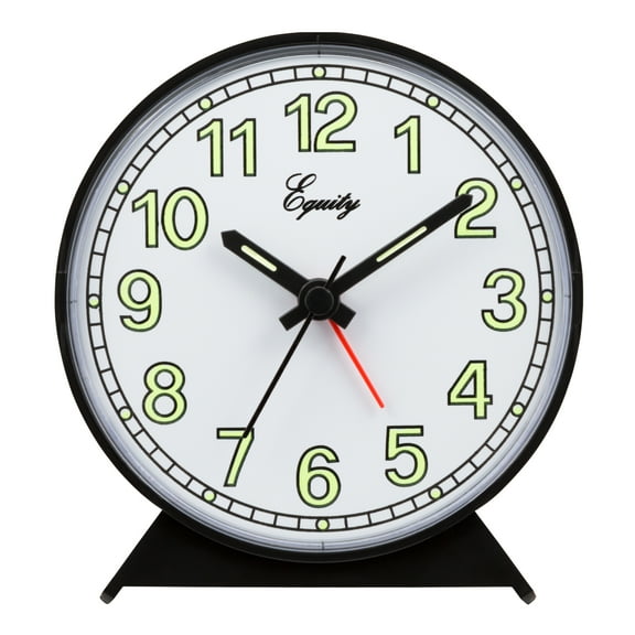 Equity Battery-Operated Black Analog Quartz Alarm Clock, 14077
