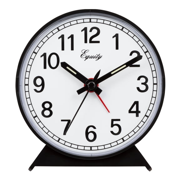 Equity Black Analog Wind-Up Alarm Clock, 14075
