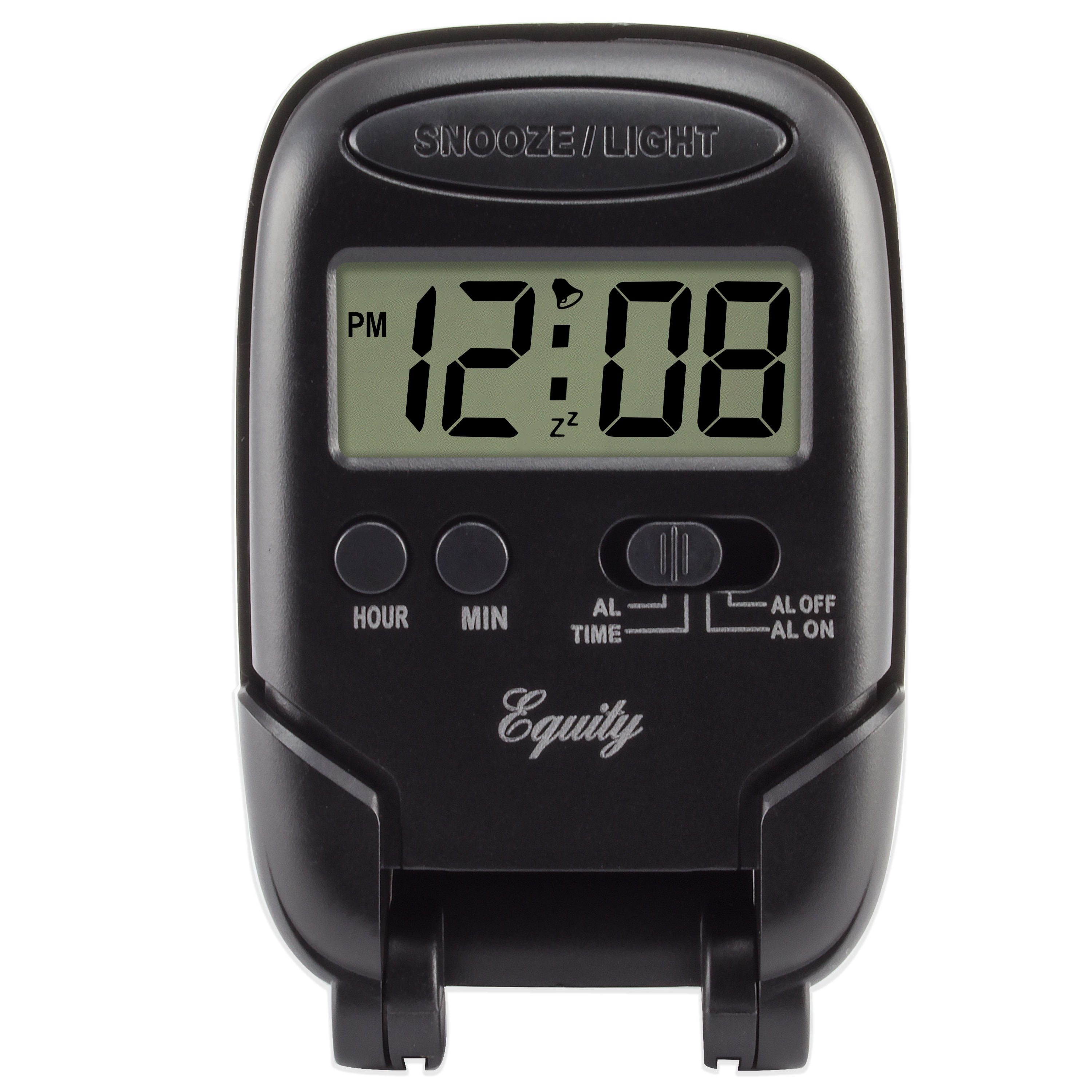 Equity by La Crosse Black LCD Fold-up Travel Alarm Clock