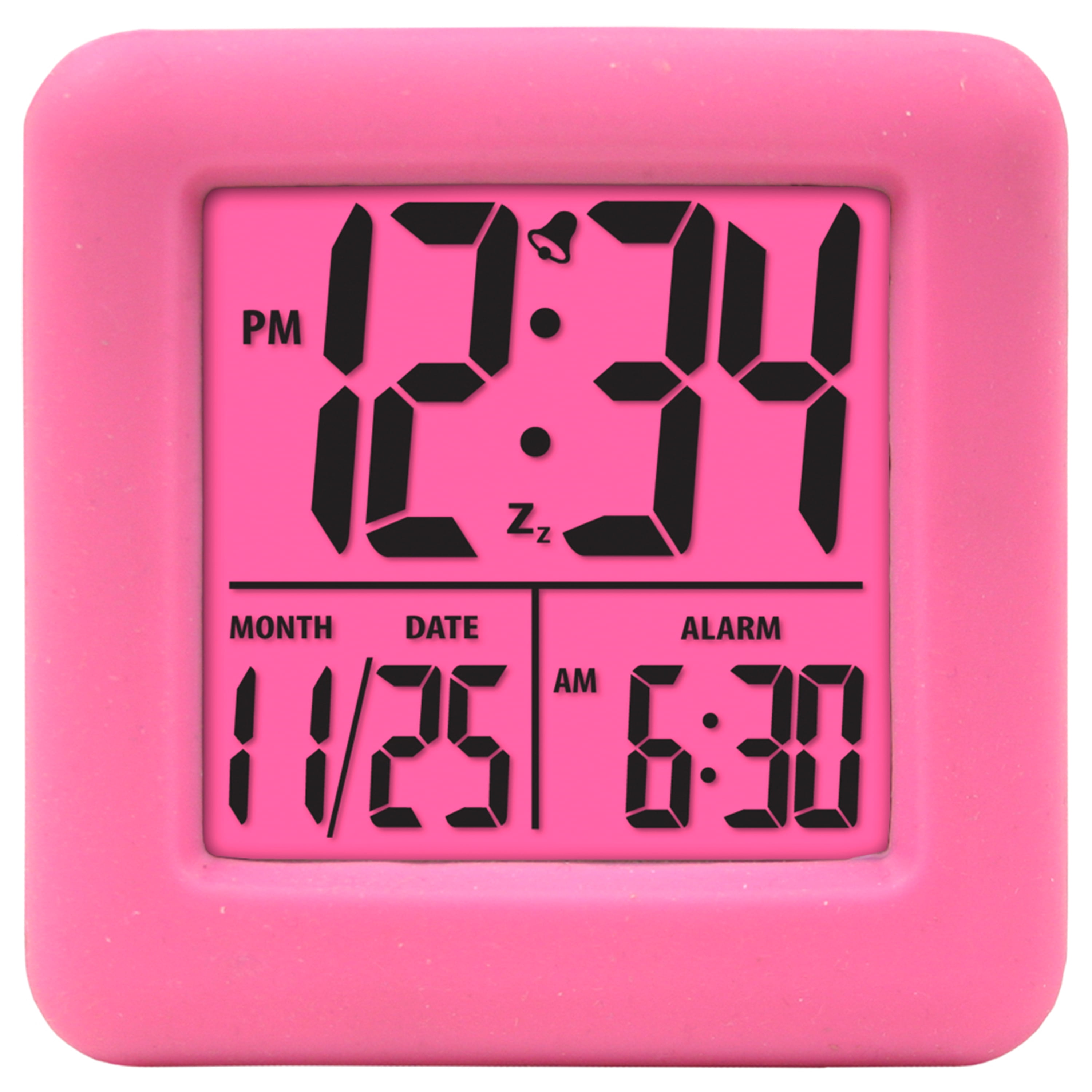 Equity Soft Pink Cube Alarm Clock, Battery Powered, LED