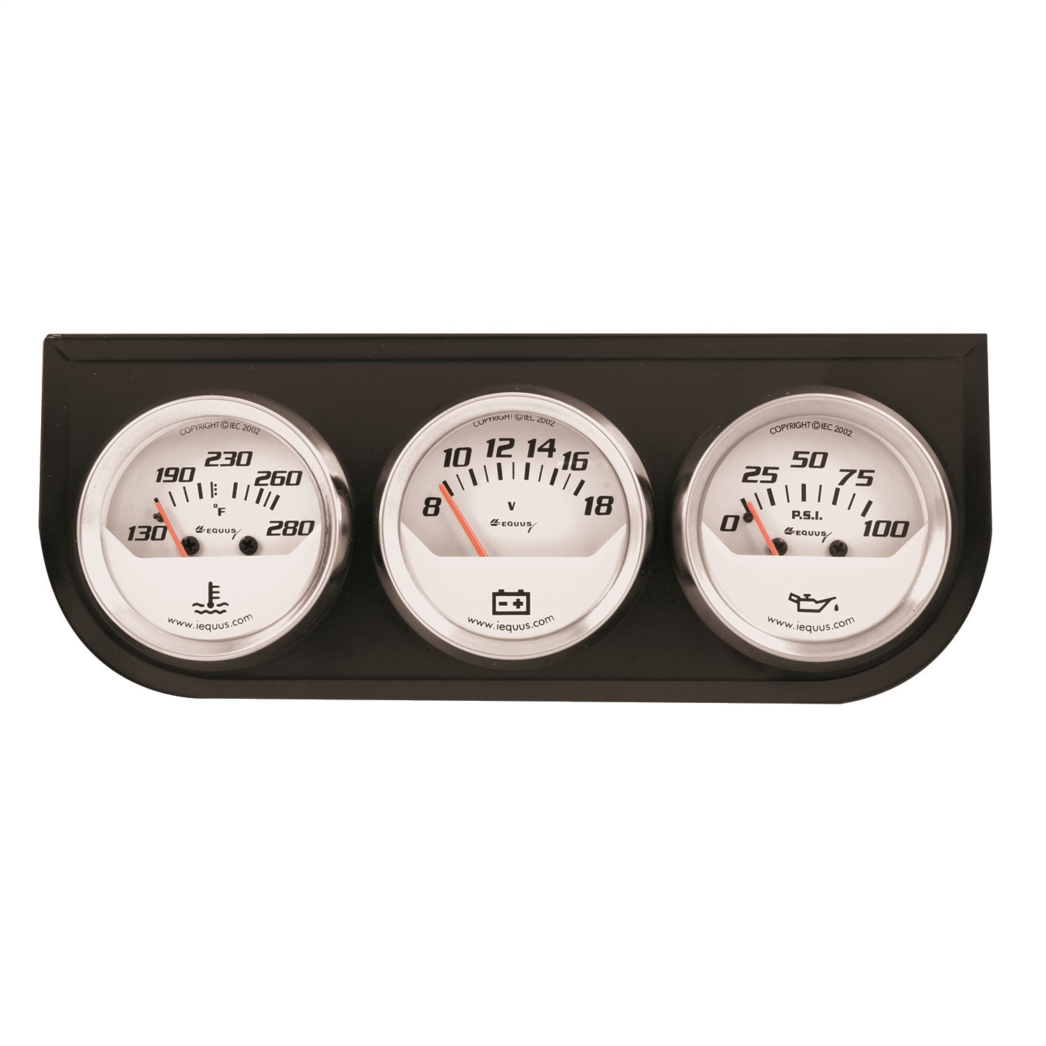 Equus 5200 5000 Series Triple Gauge Set; Incl. 2 in. Water Temp. Gauge