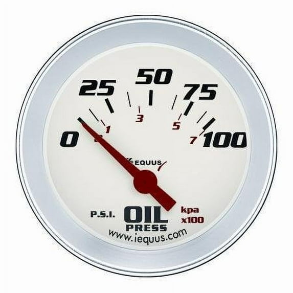 Equus 8464 2-5/8" Electric Oil Pressure Gauge, White with Aluminum Bezel