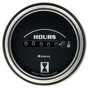 Equus Gauge Hourmeter, 2 10K Hours, Elec 8V-60V, Blk Dial, Chrme Bezel, 7000