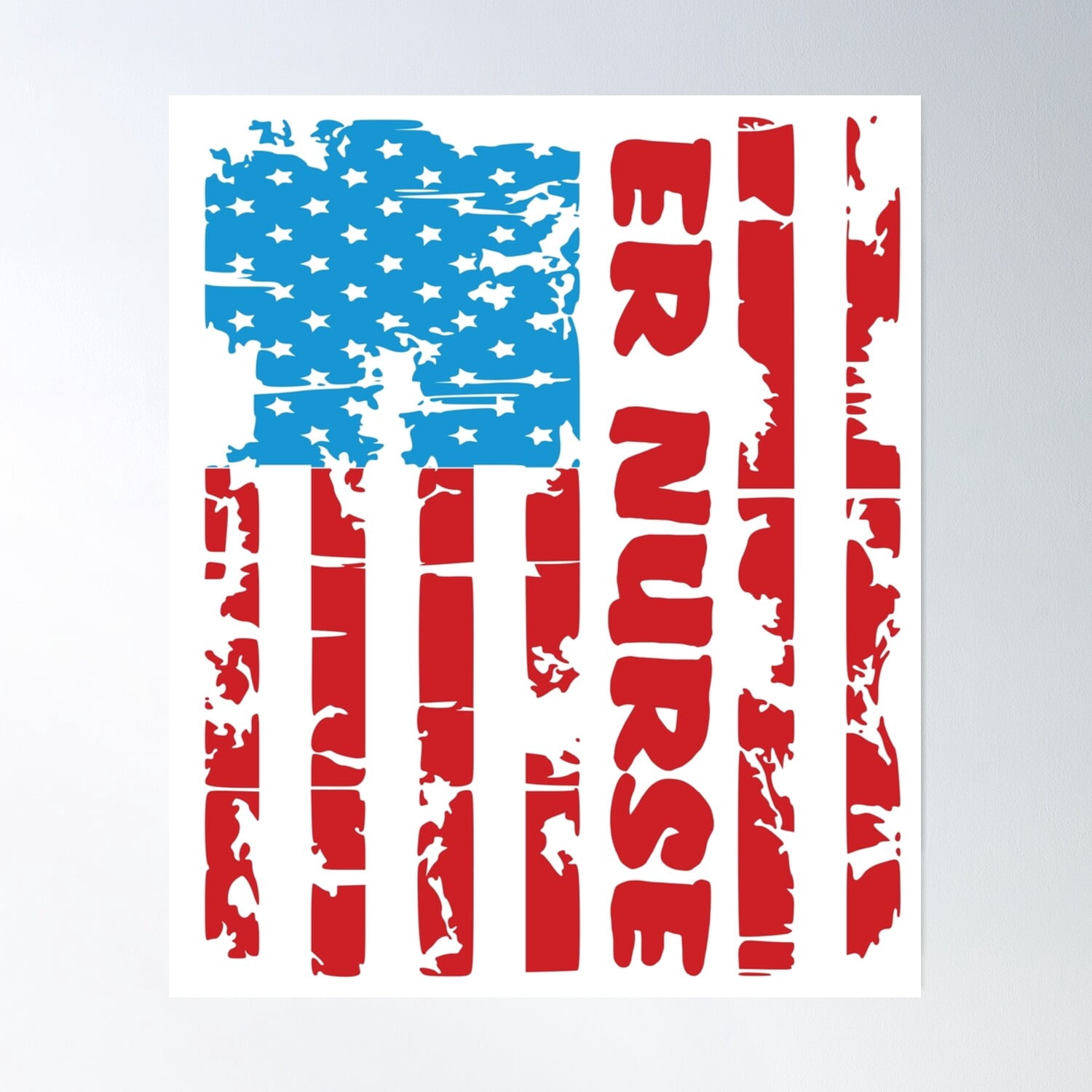 Er Nurse Distressed American Flag Poster Wall Art, Modern Wall Decor ...