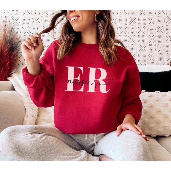 Er Nurse Sweatshirt, Emergency Room Nurse Sweatshirt, Rn Sweatshirt, Nurse, Nurse Crewneck, Nurse Pulse Sweatshirt