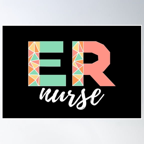 Er Nurse (White Text)- Rn - Registered Nurse - Emergency Room Nurse Poster Wall Art, Modern Wall Decor, 8x12 UNFRAMED