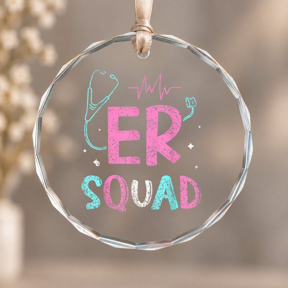 Er Squad Emergency Room Er Nurse Ed Nurses Nursing Theme Ornament, Home Decoration, Circle Glass Ornament