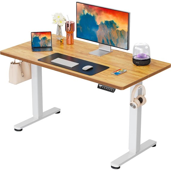 ErGear Electric Standing Desk, 44 x 24 Inches Height Adjustable Stand up Desk, Sit Stand Home Office Desk, with Two-Piece Desktop ((Light Vintage )