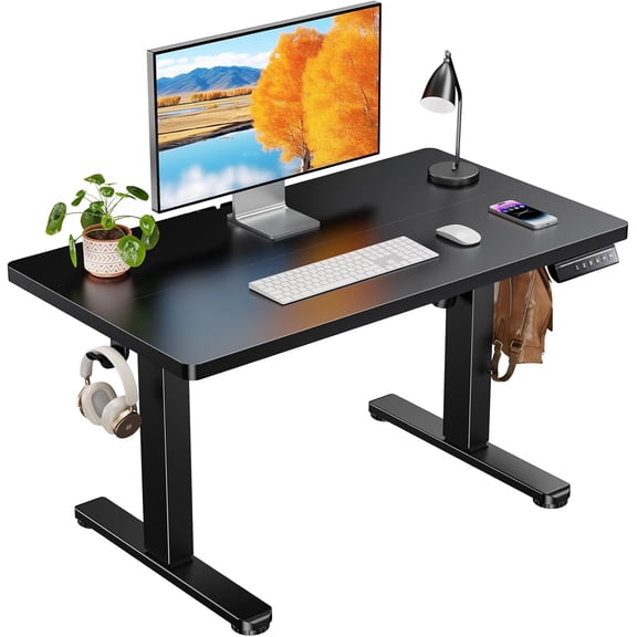 ErGear Low Height Adjustable Desk, Lifts 18.9-28.4 Inches, 35 x 20 Inches Electric Standing Desk for Kids, 4 Height Memory Settings & Storage Hooks, Home Office Computer Table & Study Desk, Black