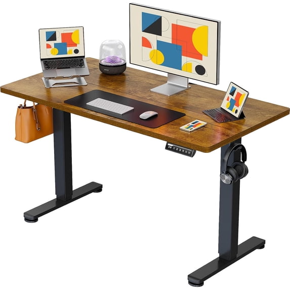 ErGear Standing Desk, 44 x 24 Inch Small Sit Stand up Desk, Height Adjustable Electric Standing Desk with 4 Memory Setting Computer Home Office Desk with Splice Board (Vintage )