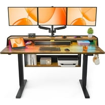 ErGear Standing Desk, 55" x 28" Electric Height Adjustable Desk with Shelves, Vintage Brown