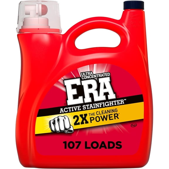 Era 2X Ultra Active Stainfighter Formula Liquid Laundry Detergent 154 fl oz, 107 Loads