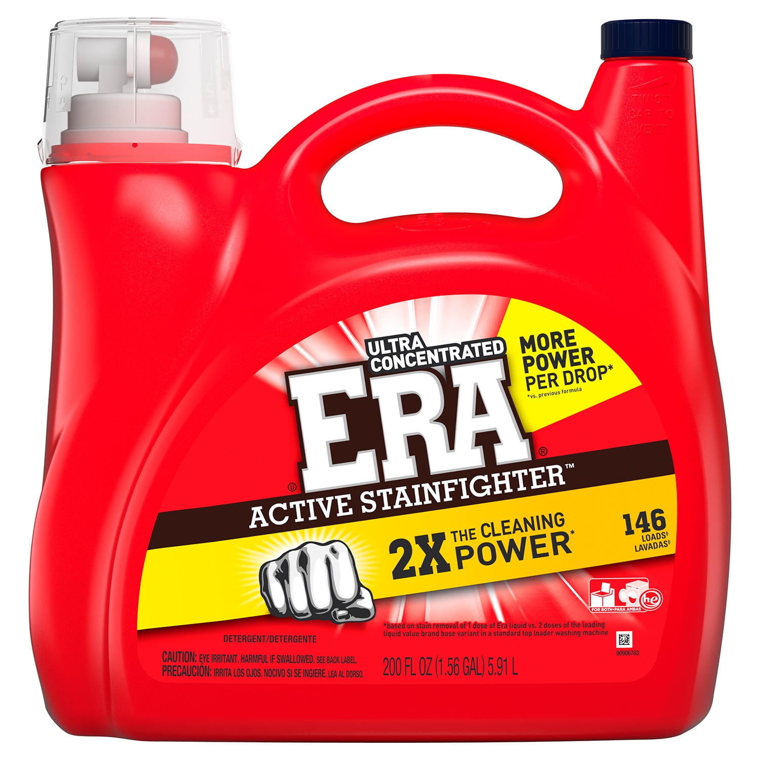 Era 2x Ultra Active Stainfighter Formula Regular Liquid Detergent, 200  Ounce, 146 Loads