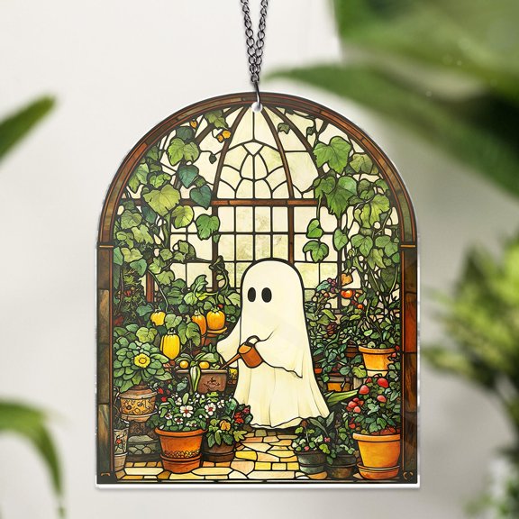 Era Gift ACRYLIC Cute Ghost Greenhouse, Halloween Ghost Acrylic Window Hangings, Plant Lovers Gift, Home Decor, Gift For Mom NOT GLASS